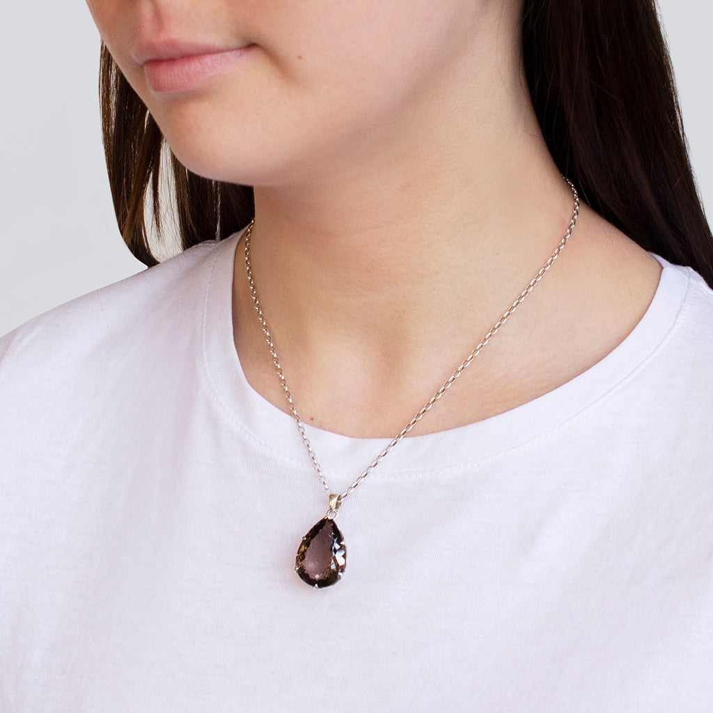 Teardrop shaped Smokey Quartz Necklace