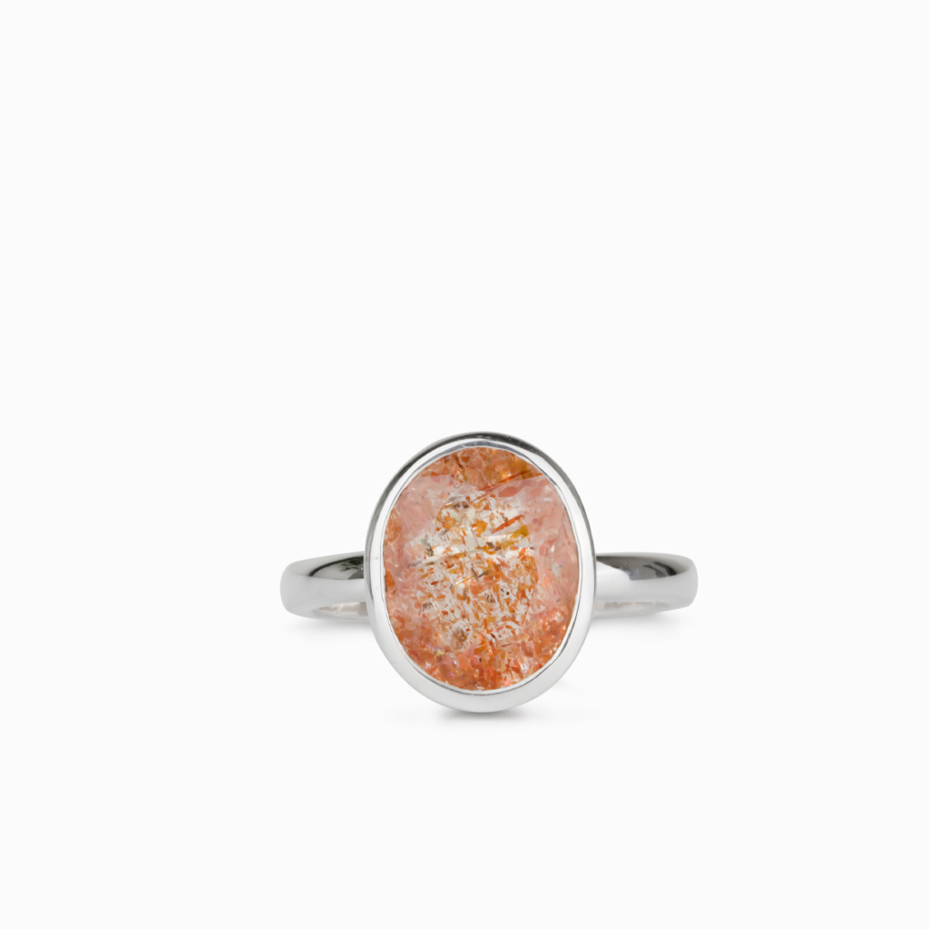Oval Faceted Sunstone Ring