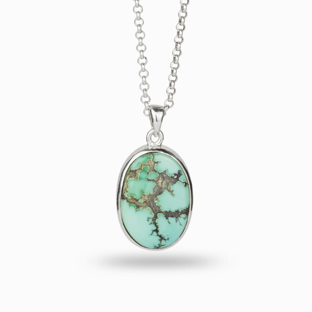 Oval Cabochon Tibetian Turquoise Necklace
