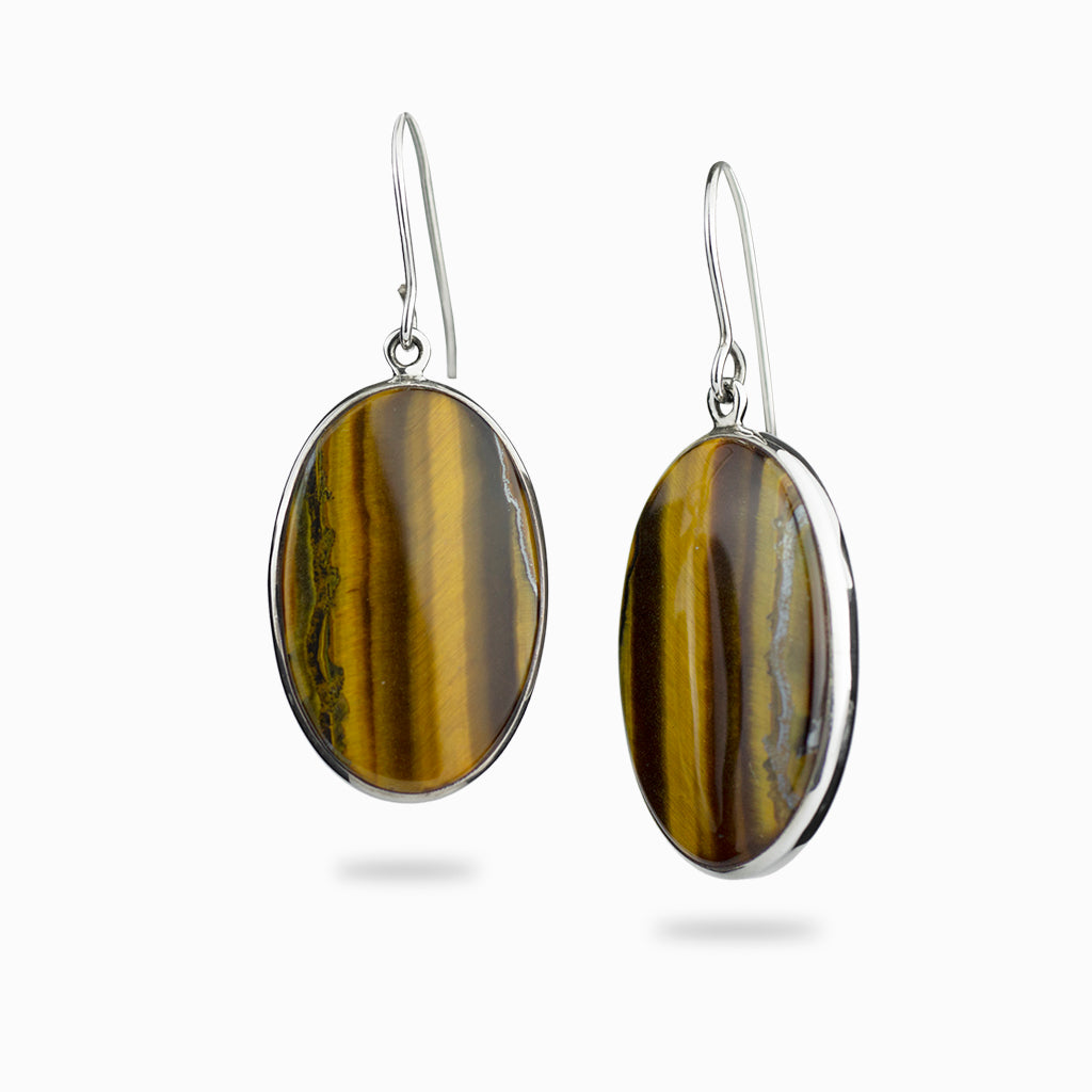 oval cab tiger iron hook earrings