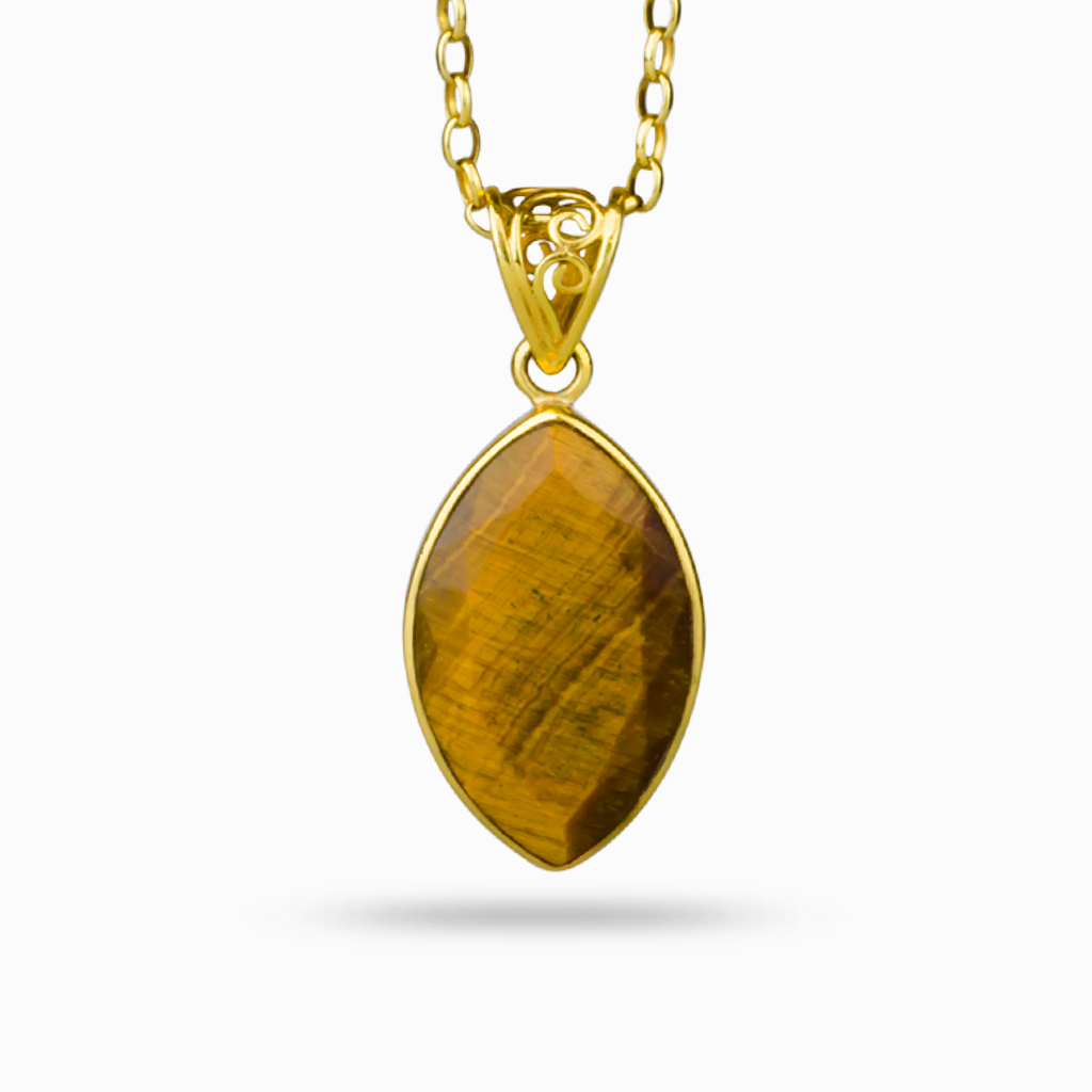 Tiger Eye necklace in yellow gold vermeil