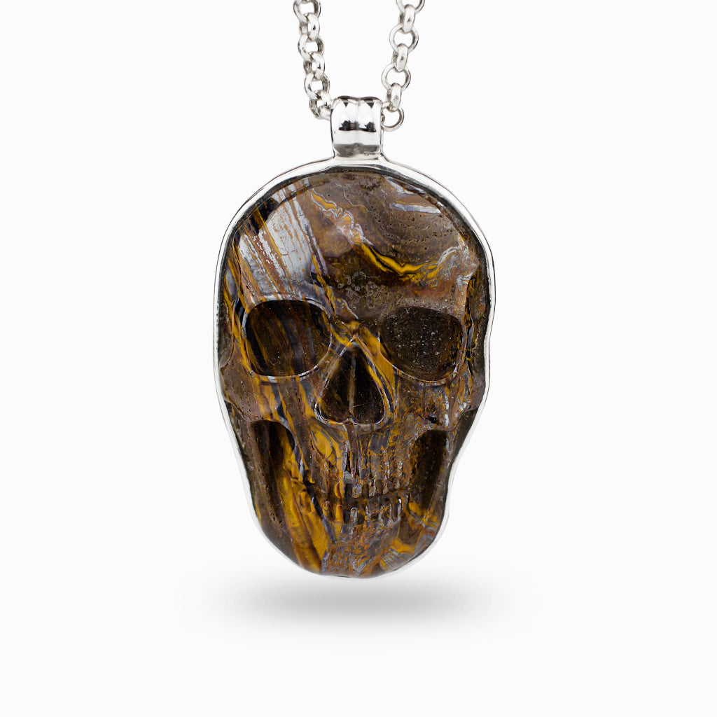 Tiger Iron Skull Necklace