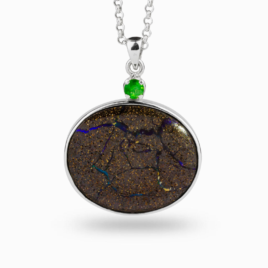 Tsavorite & Boulder Opal Necklace