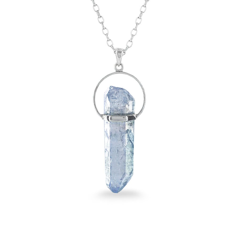 aqua aura crystal necklace